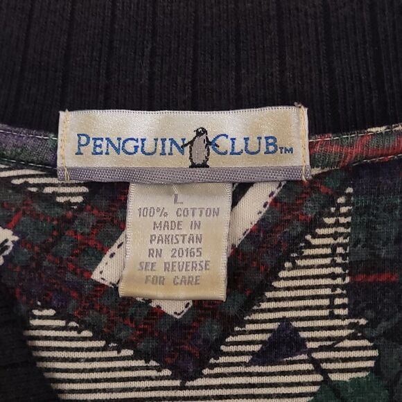 Penguin Club Pullover Short Sleeve Polo Shirt Mens Size Large L Beige Black - Picture 3 of 10